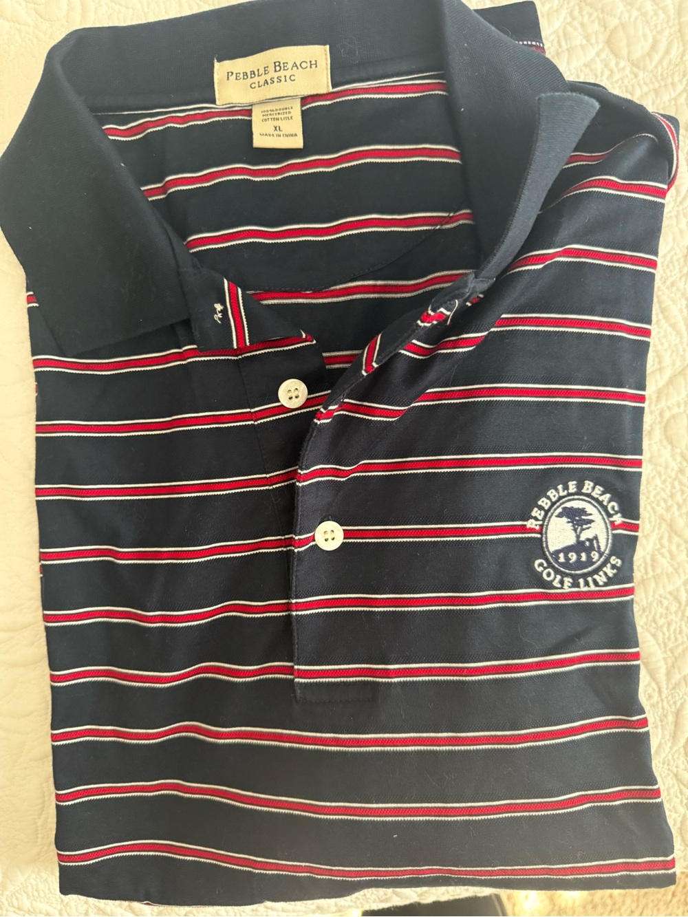 Pebble Beach Navy and Red Striped Polo